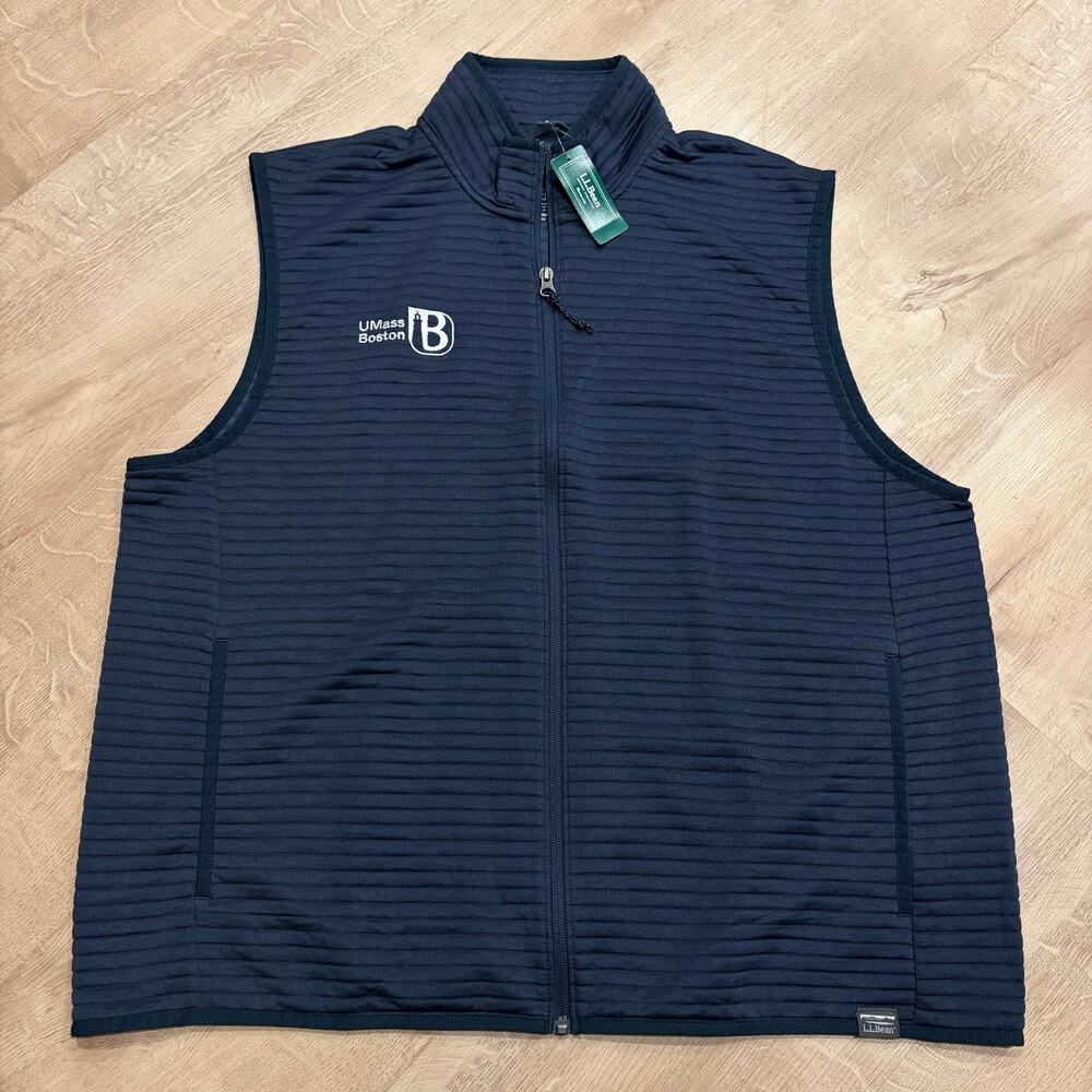 LL Bean UMass Boston Beacons Full Zip Airlight Knit Vest Jacket Men's XL NWT NEW